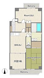 フォーラム冠 3DKの間取図画像