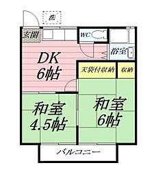 コーポ富士 2DKの間取図画像
