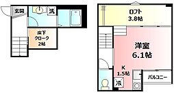 ビターマカロン 1Kの間取図画像