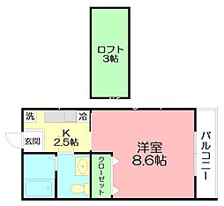 モノリス 1Kの間取図画像
