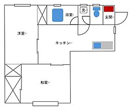 アクセス纒 2DKの間取図画像
