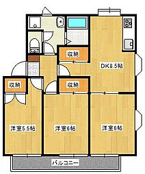 グレース・メゾン花水台 3DKの間取図画像