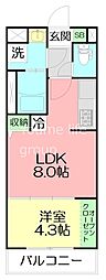 Y.Plaisir 1LDKの間取図画像