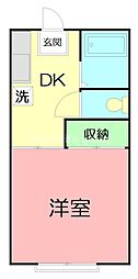 政海ハイツ 1Kの間取図画像