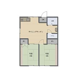 コーポミノシマ 2DKの間取図画像