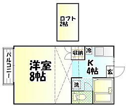 第2プリンスハイツ 1Kの間取図画像