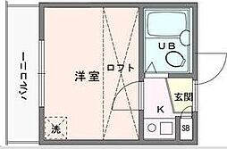 サーフ松風町 1階1Kの間取り