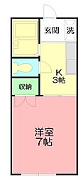 クレール湘南 1Kの間取図画像