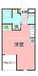 GRISJA（グリシア） 1階ワンルームの間取り