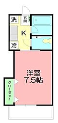 ベルフォルト 1Kの間取図画像