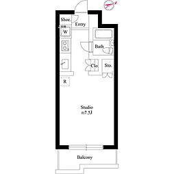 マウロア大磯 ワンルームの間取図画像