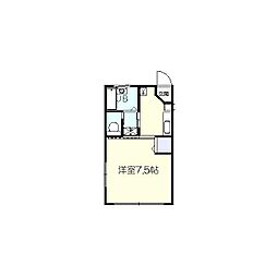 ハイツ宮崎C棟 1Kの間取図画像