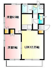 K'sグリシーヌB 2LDKの間取図画像
