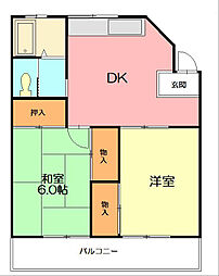 カーサ・コンフォート 2DKの間取図画像