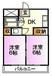 ル・ラゴン 2DKの間取図画像