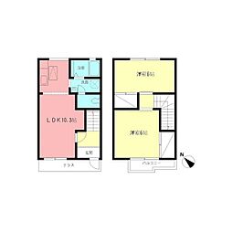 リバーサイド2 2LDKの間取図画像