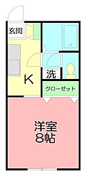 ファミールK-2 1Kの間取図画像