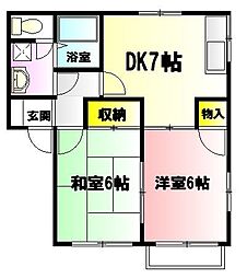 リバーコートKAZU 2DKの間取図画像