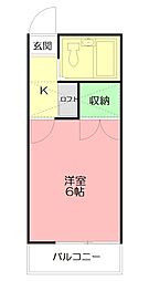 サザンテラス 1Kの間取図画像