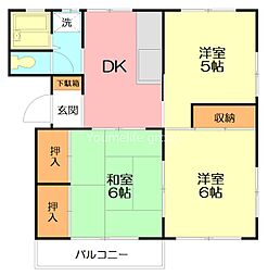 山口ハイツ2 3DKの間取図画像