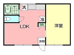 タウンハイツ 1DKの間取図画像