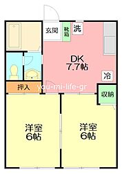 ハイツ雅 2DKの間取図画像