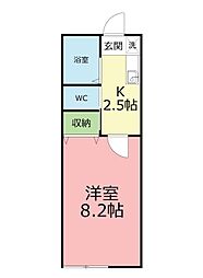 ポプラコート 1Kの間取図画像