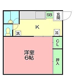 メゾンドソレイユ 1Kの間取図画像