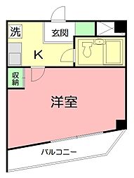 ビューハイツ湘南 1Kの間取図画像