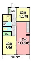 カインド不二No.2 2LDKの間取図画像