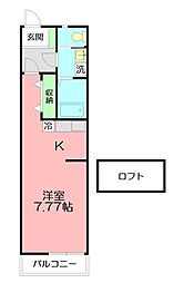アンバーレジデンス 1Kの間取図画像