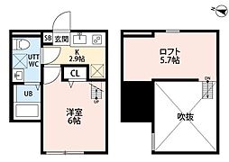 クレスト平塚 1Kの間取図画像