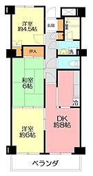 アーバンハイツ扇町 3DKの間取図画像