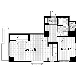 吉徳マンション 1LDKの間取図画像