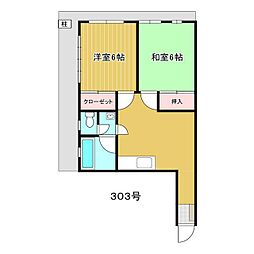 コーポ泉 2DKの間取図画像