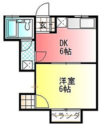 ルイシャトレ富士見A棟 1Kの間取図画像