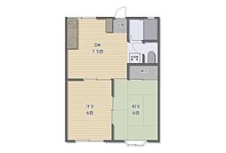 マキシム21 2DKの間取図画像