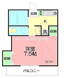 フローレンスネクスト 1Kの間取図画像