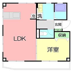 MITSUKEDAIPLACE 1LDKの間取図画像
