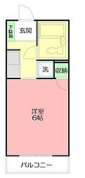 カーサ鶴巻 1Kの間取図画像