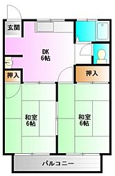 ハイ・ホーム大森 2DKの間取図画像