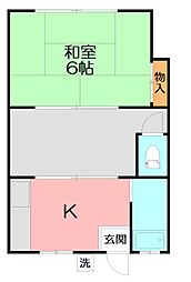 鈴張ハイツ 2Kの間取図画像