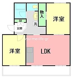 サンパレス湘南1 2LDKの間取図画像