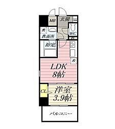 レジデンス湘南平塚 1LDKの間取図画像