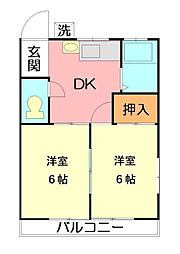 清水ハイツ 2Kの間取図画像