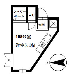 アーバンプレイス中野IVB 1階ワンルームの間取り
