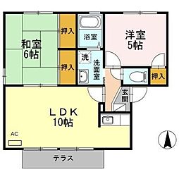ファミール大藤　Ａ棟 1階2LDKの間取り