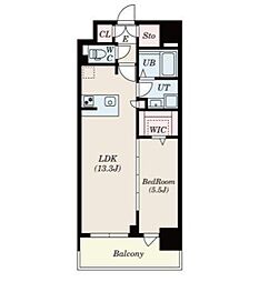 S-RESIDENCE佐賀天神aline 9階1LDKの間取り