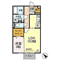 ヴィヴレ兵庫北 2階1LDKの間取り