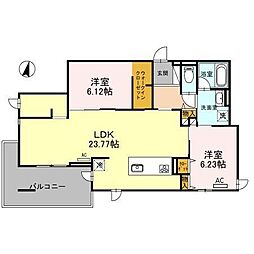 Ｄ-roomさくら 2階2LDKの間取り